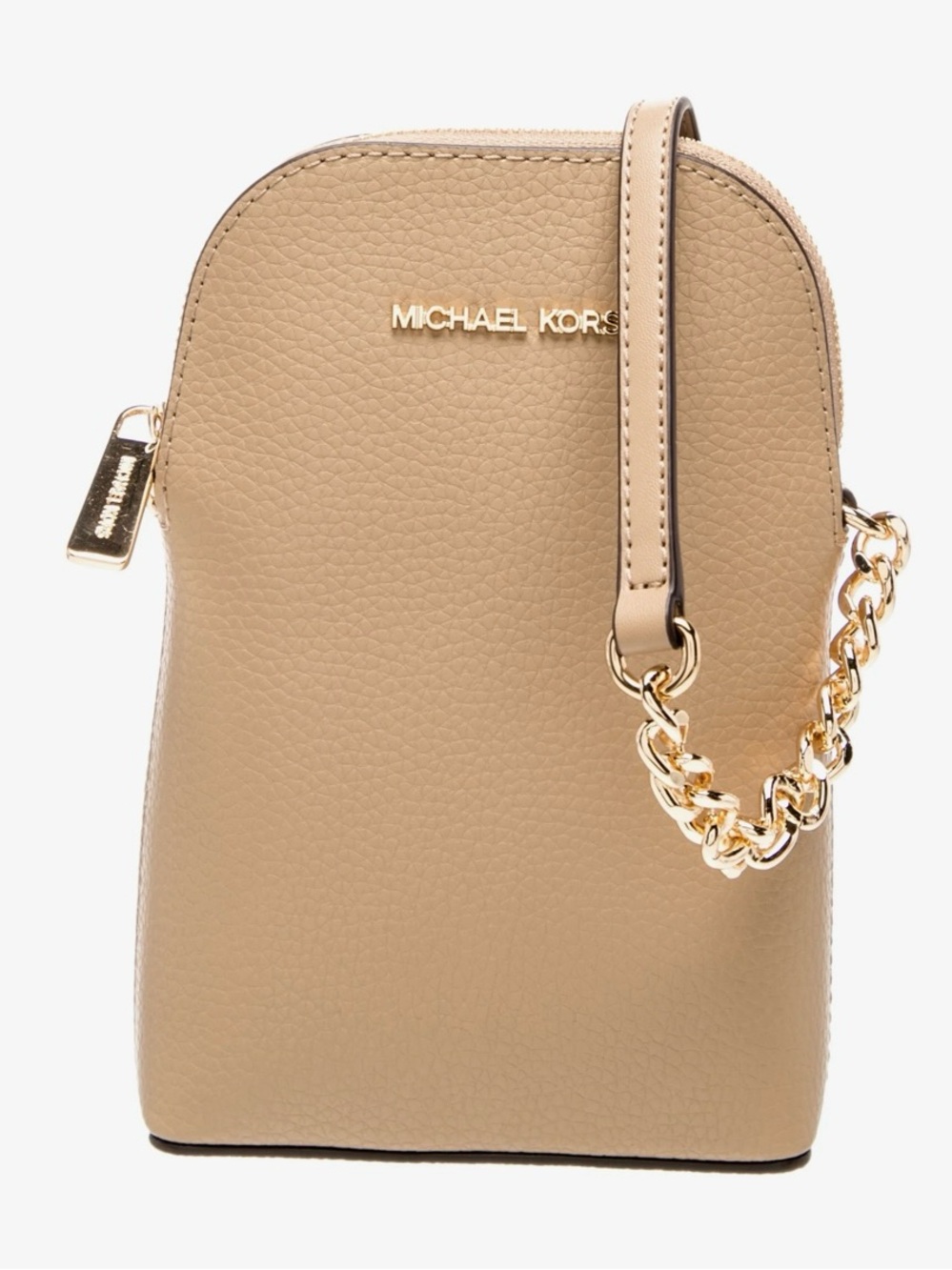 Michael Kors Pebbled Leather Crossbody Phone Pouch in Taupe